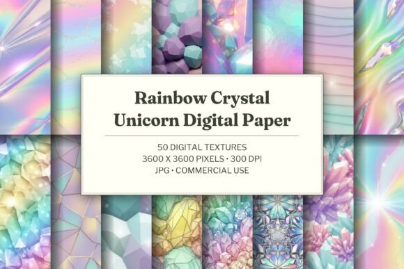 Rainbow Crystal Unicorn Digital Paper
