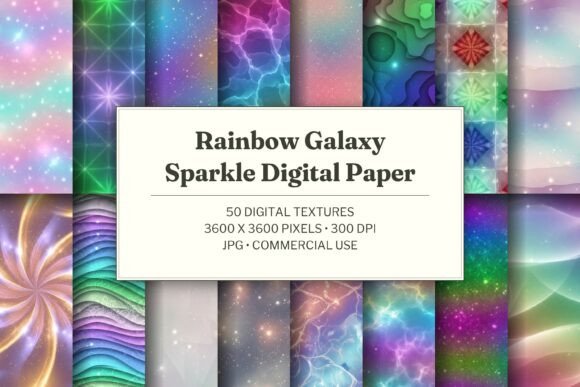 Rainbow Galaxy Sparkle Digital Paper