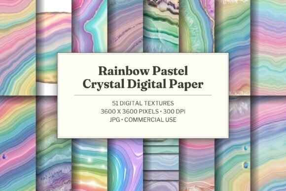 Rainbow Pastel Crystal Digital Paper