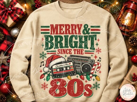 Retro Christmas PNG 80s Boombox Graphic Illustrations By Artistic Revolution