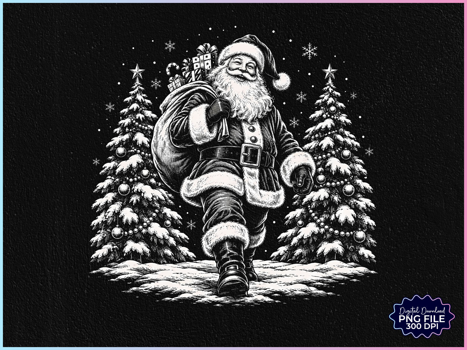 Retro Christmas Santa PNG