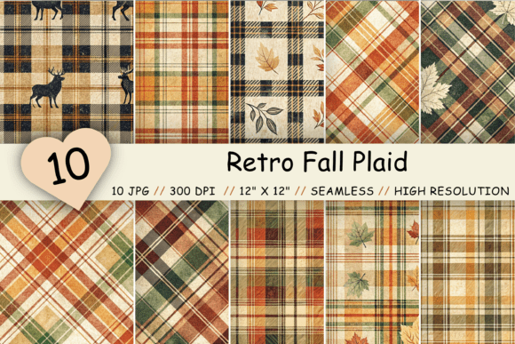 Retro Fall Plaid Seamless Digital Paper