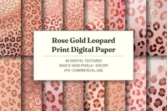 Rose Gold Leopard Print Digital Paper