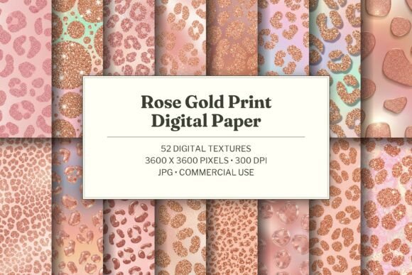 Rose Gold Print Digital Paper