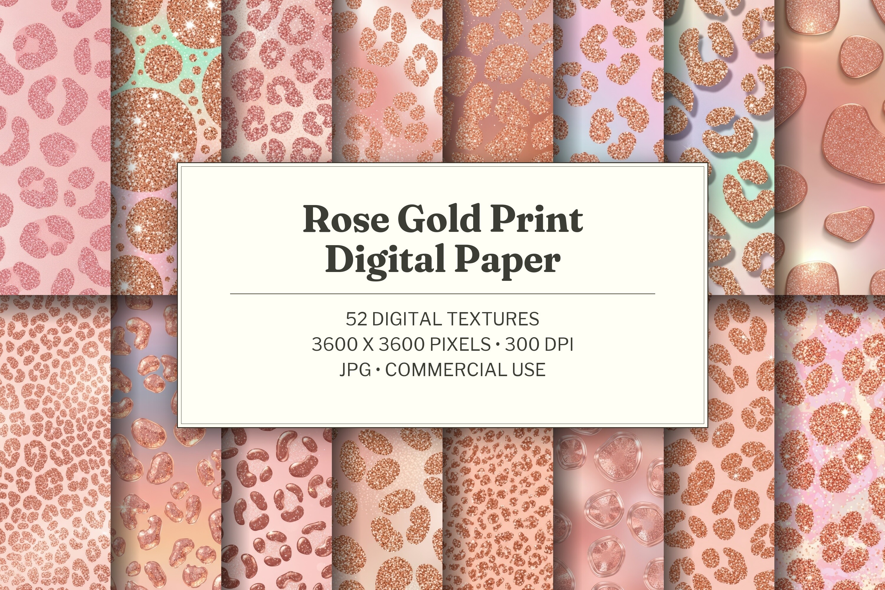 Rose Gold Print Digital Paper