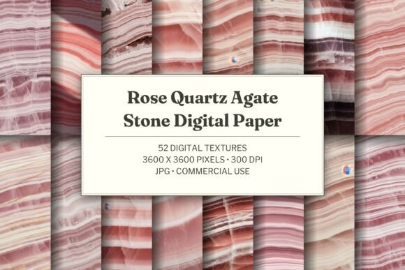 Rose Quartz Agate Stone Digital Paper