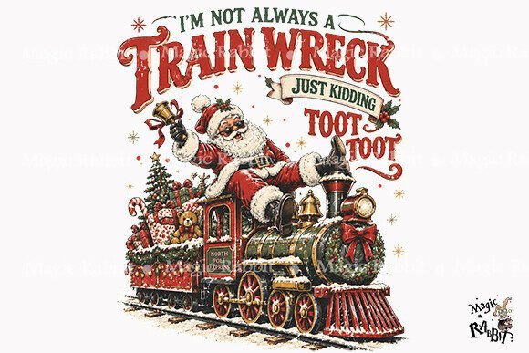Santa Train Wreck Christmas PNG