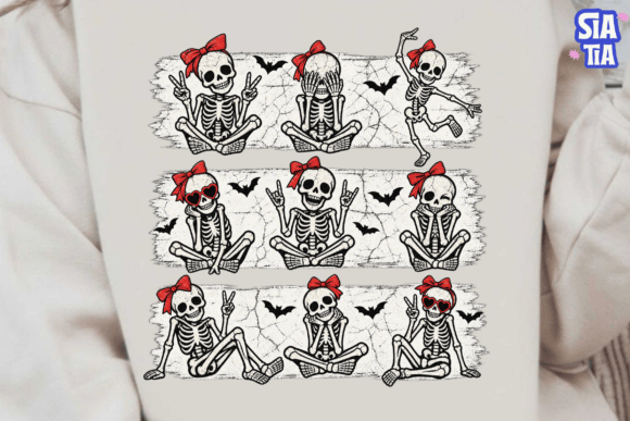 Skeleton Bows Halloween PNG Shirt Design