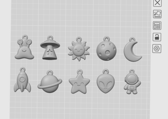 Space Charms STL Bundle – 10 Cute Cosmic 3D Print Files for Keychains & Gifts - Image 2