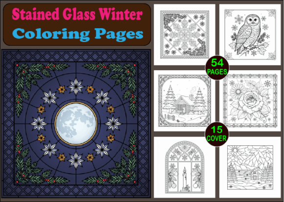 Stained Glass Winter Coloring Pages