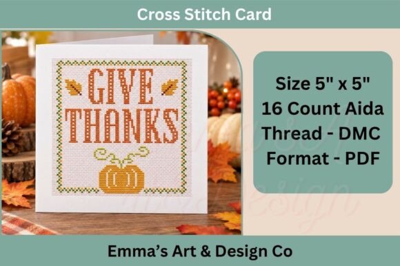 Thanksgiving Cross Stitch Card Pattern