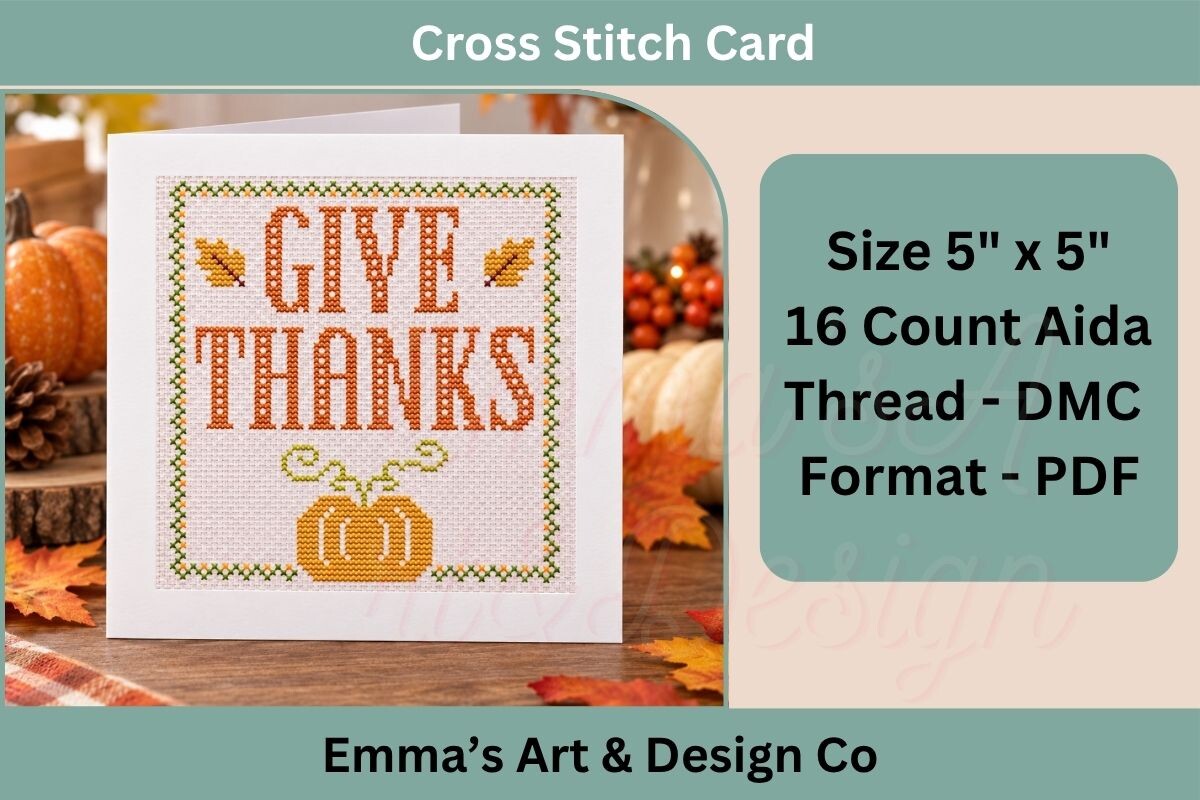 Thanksgiving Cross Stitch Card Pattern