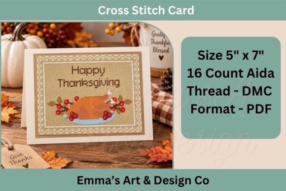 Thanksgiving Cross Stitch Card Pattern