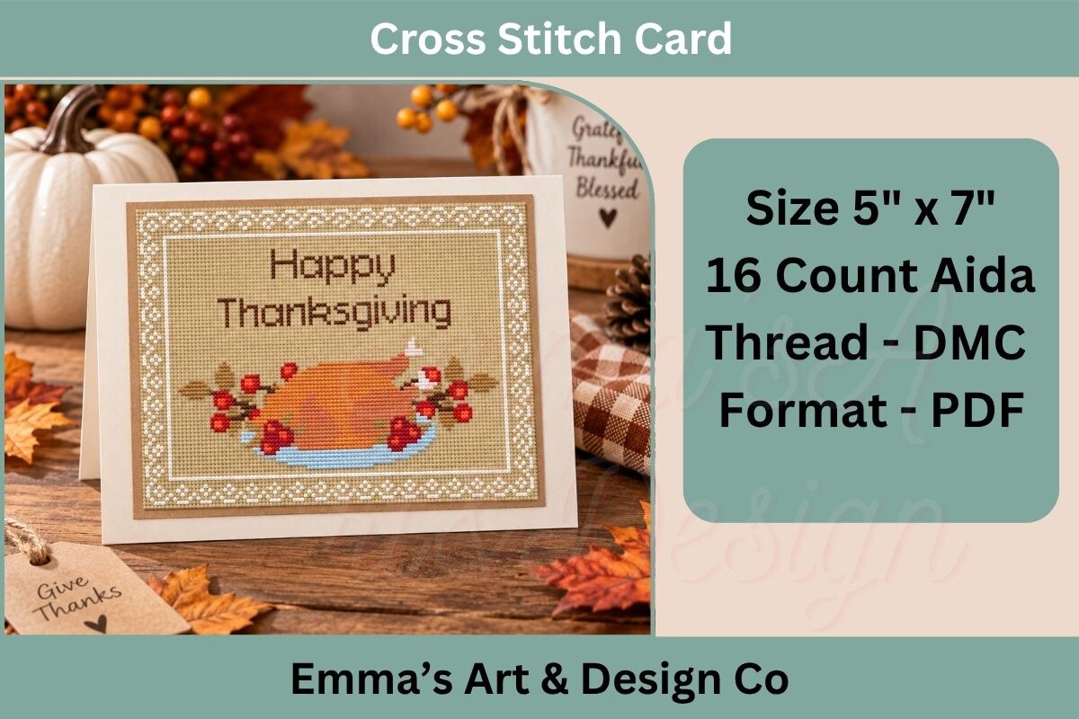 Thanksgiving Cross Stitch Card Pattern