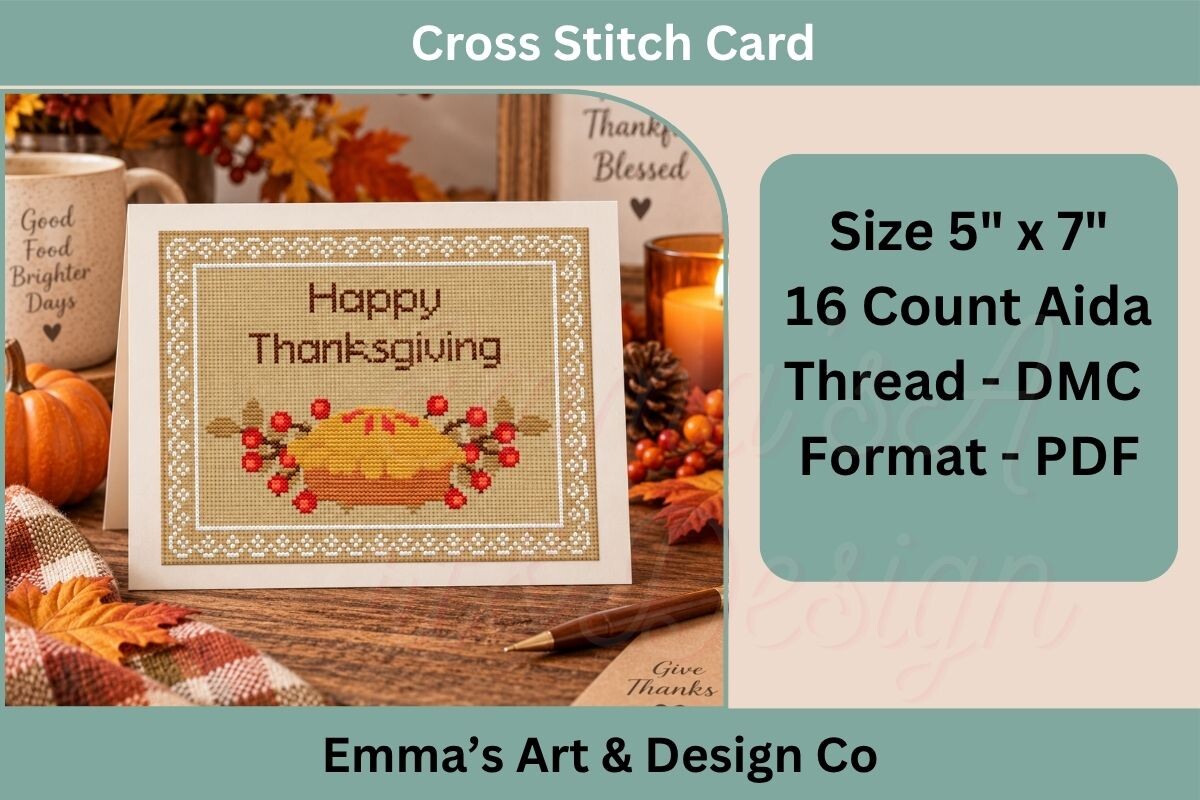 Thanksgiving Cross Stitch Card Pattern