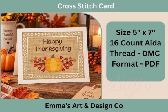 Thanksgiving Cross Stitch Card Pattern