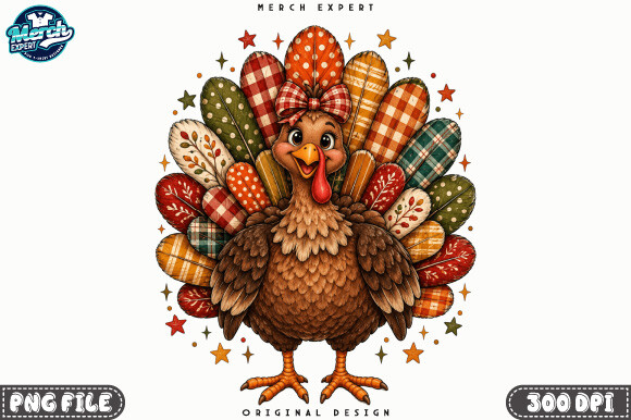 Thanksgiving Turkey Autumn Patchwork PNG