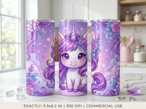 Unicorn 20oz 40oz Tumbler Wrap PNG