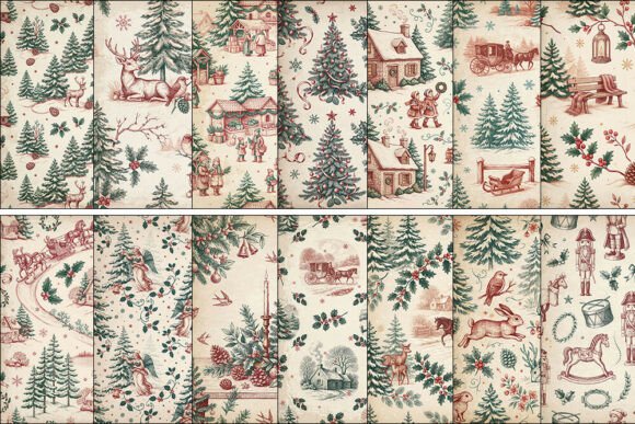 Vintage Christmas Digital Paper Pack