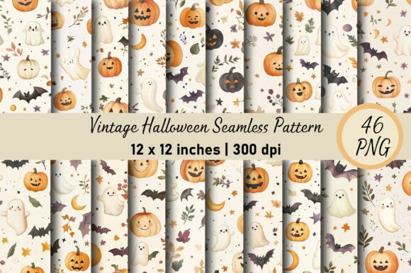 Vintage Halloween Seamless Pattern