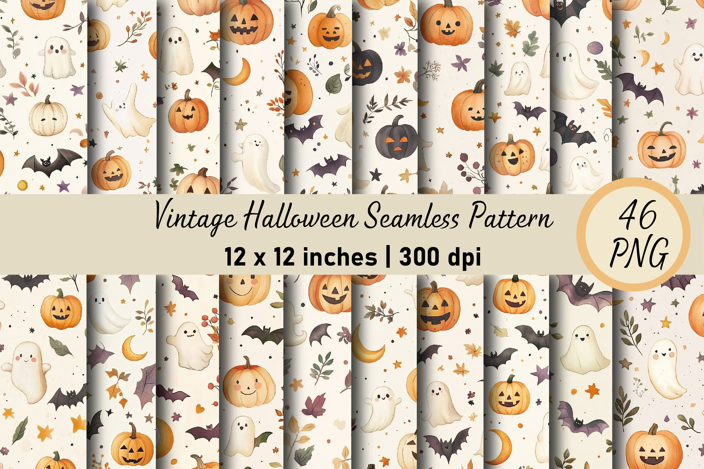 Vintage Halloween Seamless Pattern