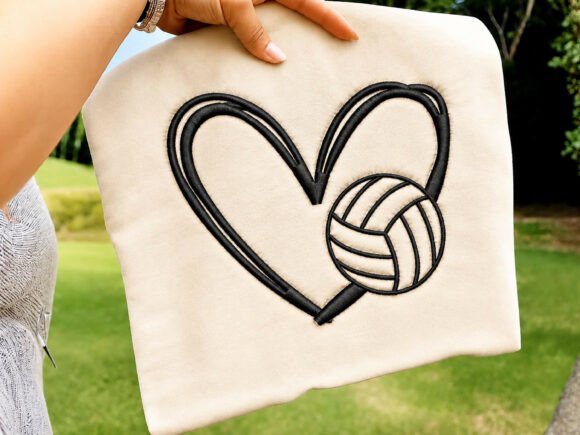 Volleyball Heart Embroidery Design