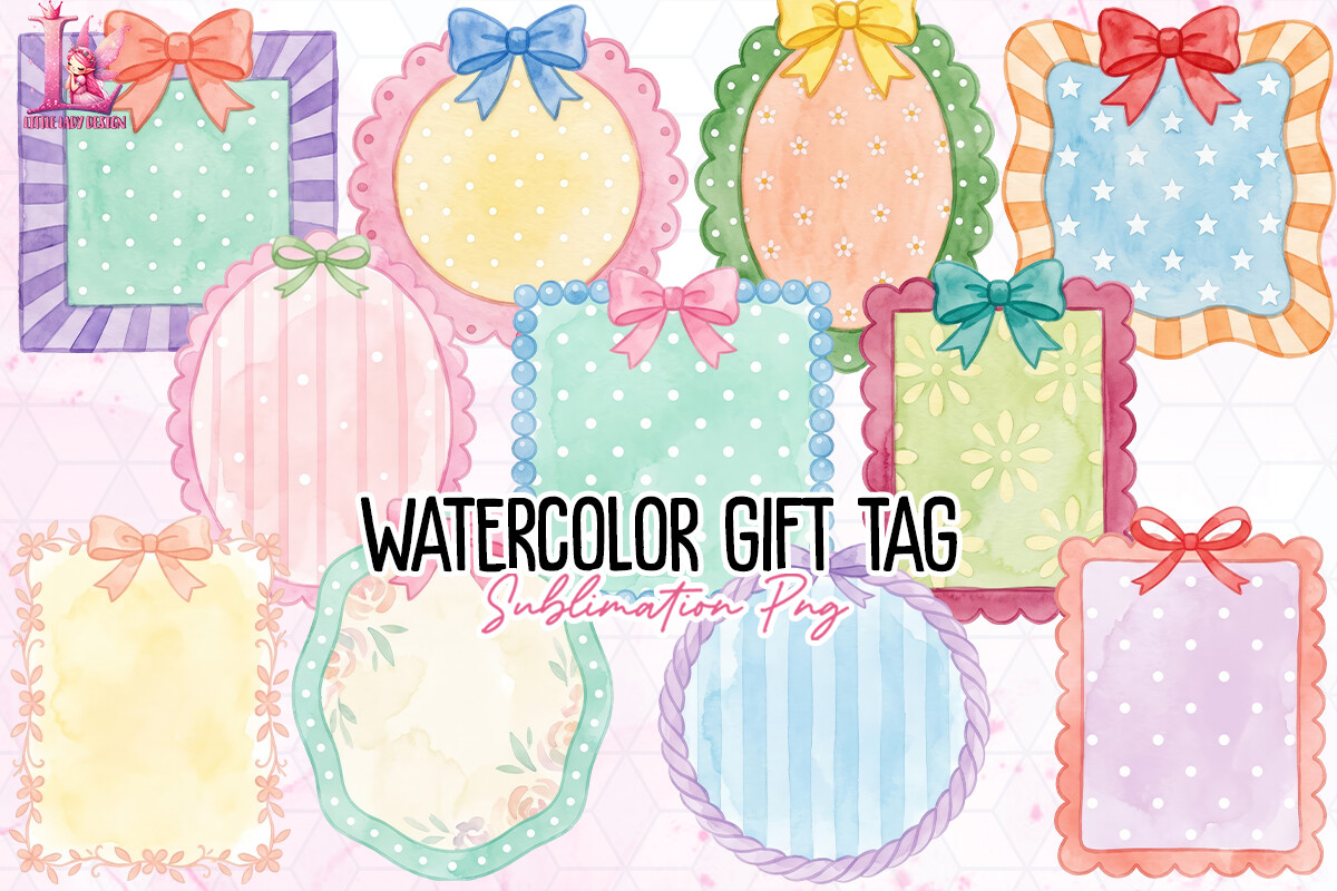 Watercolor Gift Tag PNG