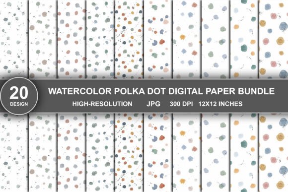 Watercolor Polka Dot Digital Papers