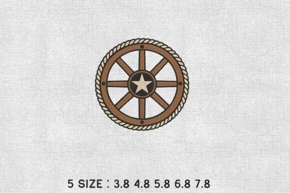 Western Wagon Wheel Embroidery Design