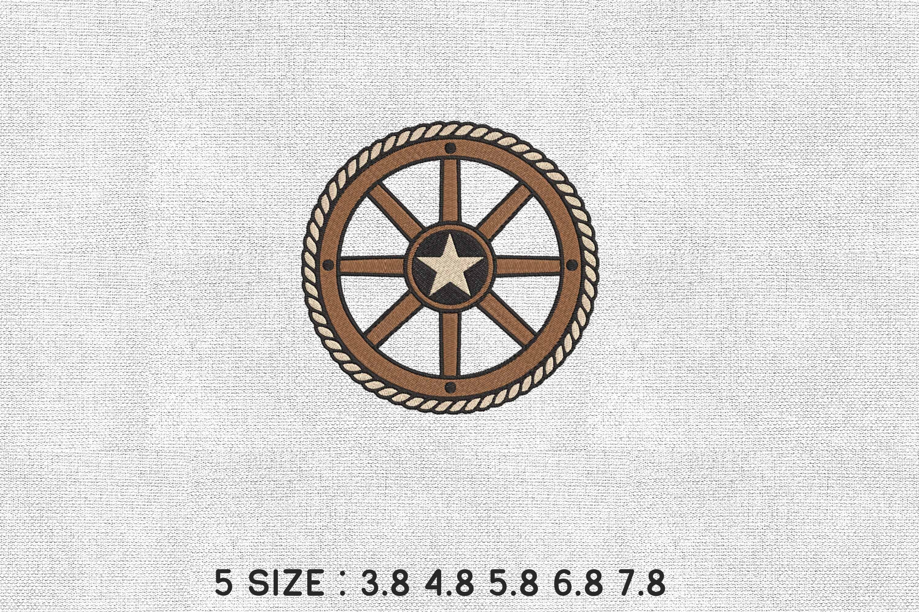 Western Wagon Wheel Embroidery Design