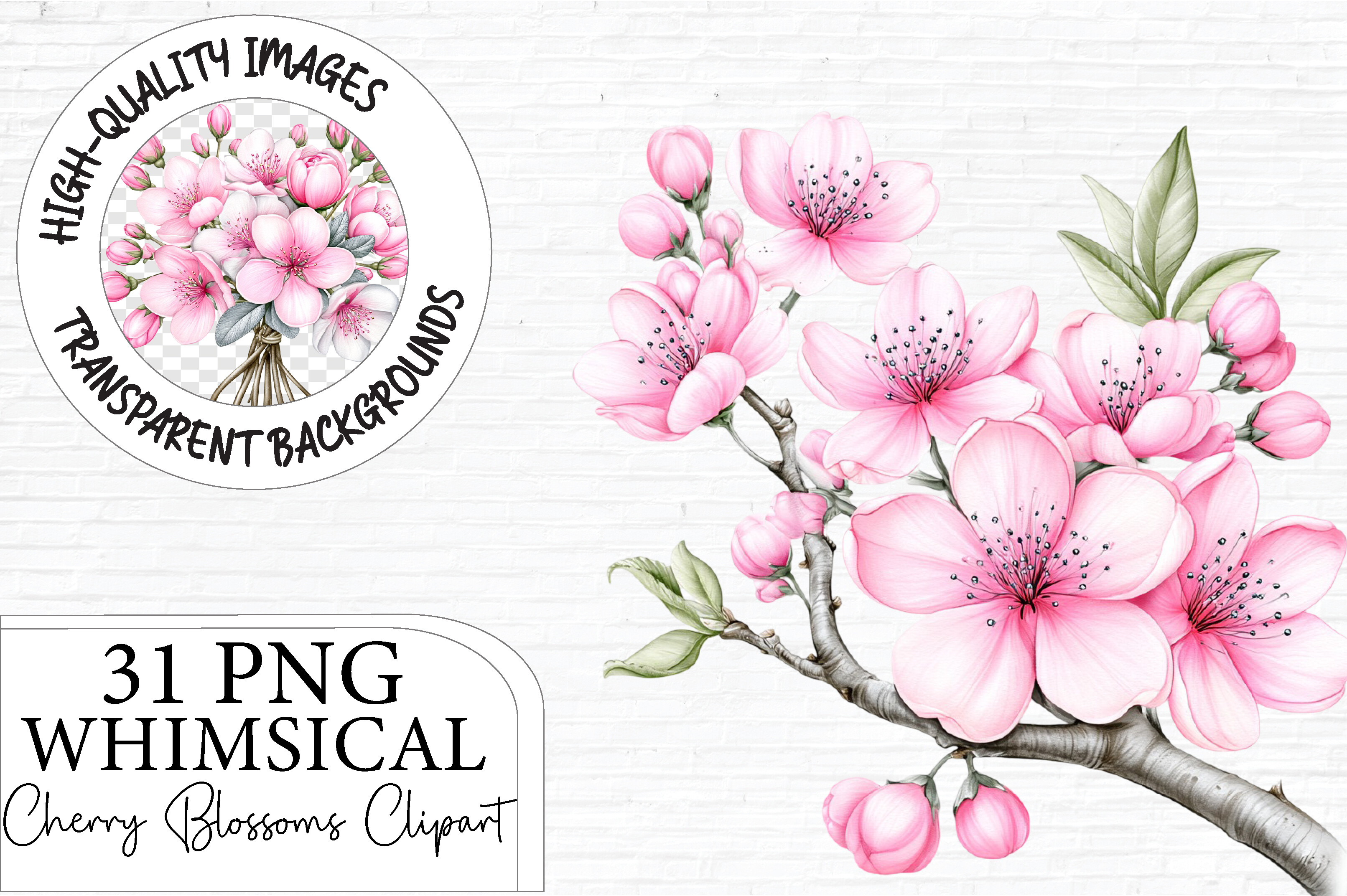 Whimsical Cherry Blossom Clipart