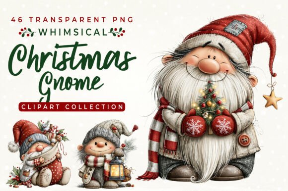 Whimsical Christmas Gnome Clipart