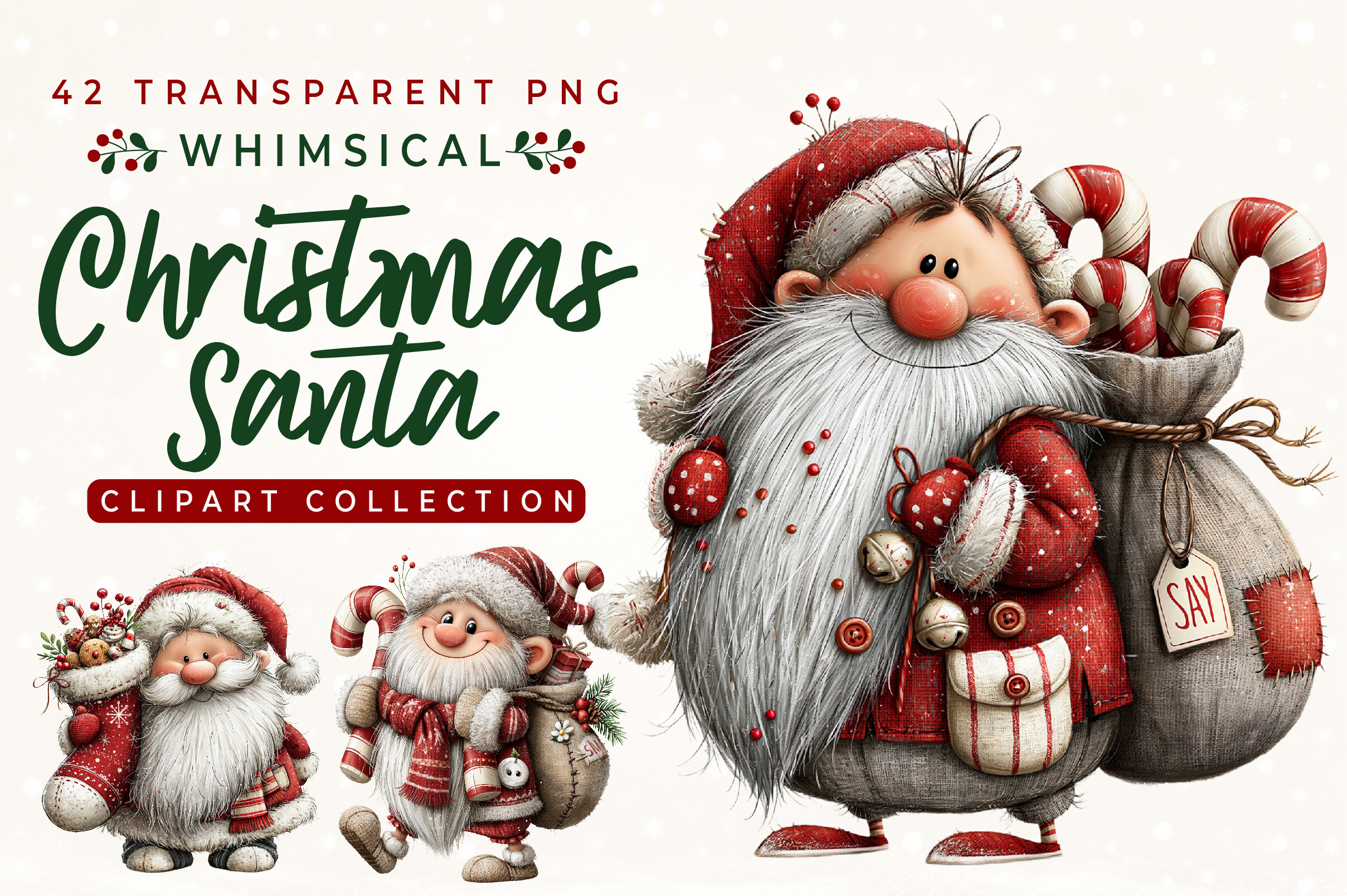 Whimsical Christmas Santa Clipart