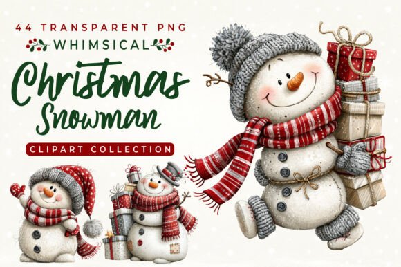 Whimsical Christmas Snowman Clipart