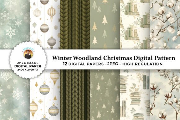 Winter Woodland Christmas Digital Papers