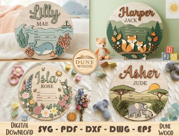 Woodland Baby Name Signs