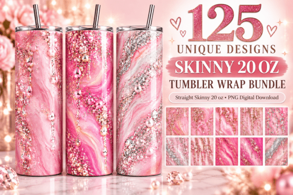 125 PINK GLITTER 20OZ SKINNY TUMBLER