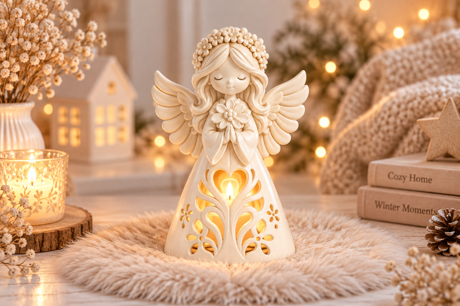 3D Print Floral Angel Candle Holder STL – Tealight Digital Download - Image 8
