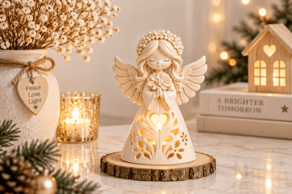 3D Print Floral Angel Candle Holder STL – Tealight Digital Download - Image 3