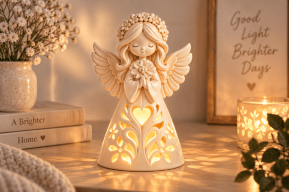 3D Print Floral Angel Candle Holder STL – Tealight Digital Download - Image 4