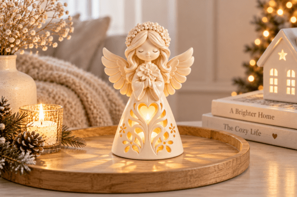 3D Print Floral Angel Candle Holder STL – Tealight Digital Download - Image 6