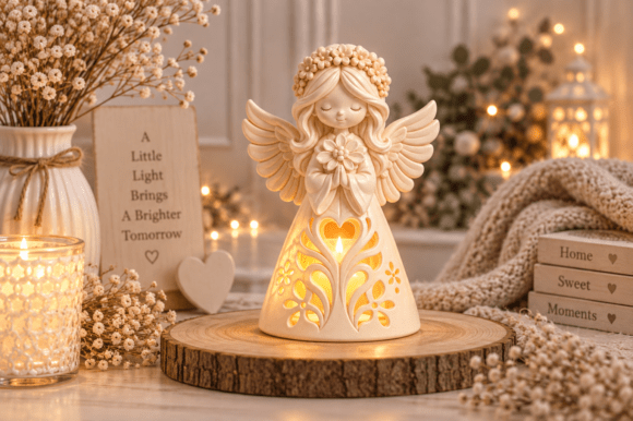 3D Print Floral Angel Candle Holder STL – Tealight Digital Download - Image 7