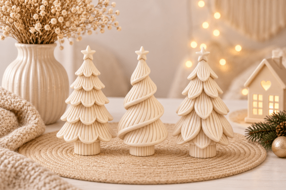3D Printable Christmas Tree Trio STL – Nordic Holiday Decor Set - Image 2