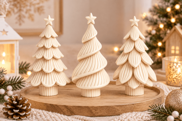 3D Printable Christmas Tree Trio STL – Nordic Holiday Decor Set - Image 3