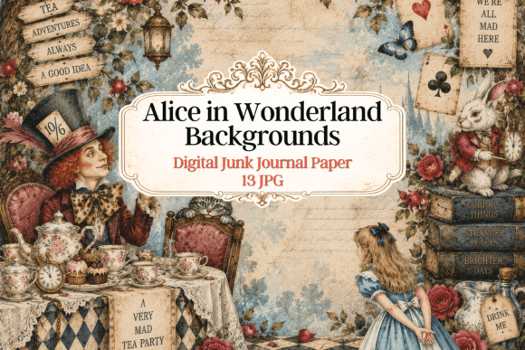 Alice in Wonderland Junk Journal Paper
