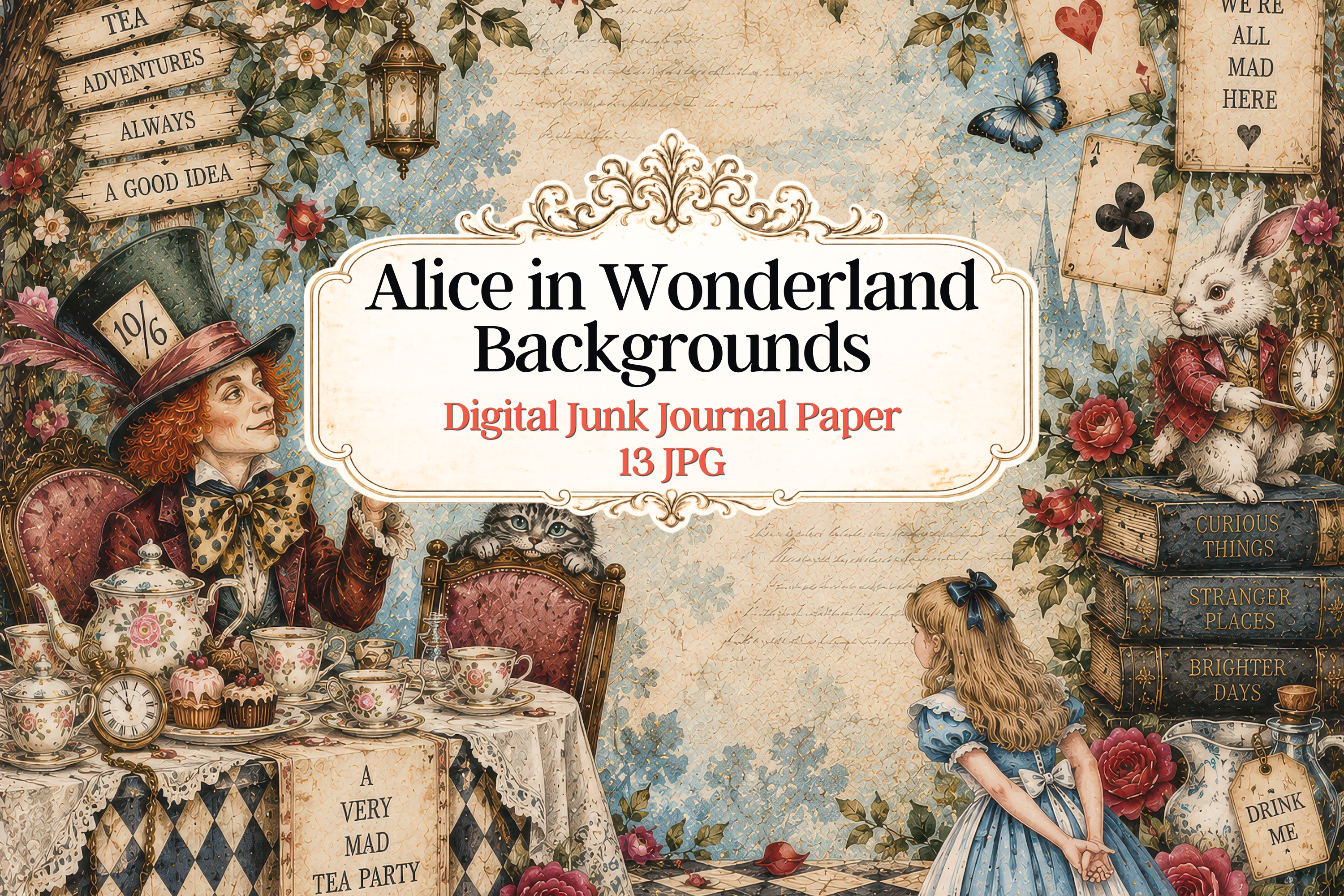 Alice in Wonderland Junk Journal Paper