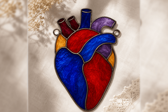 Anatomical Heart Stained Glass Pattern
