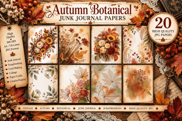 Autumn Botanical Junk Journal Papers
