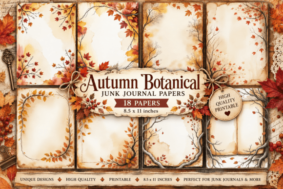 Autumn Botanical Junk Journal Papers