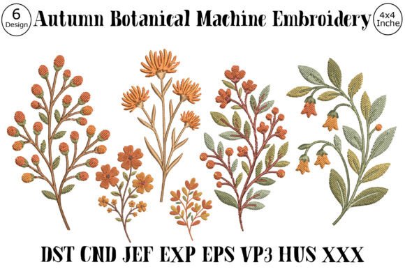 Autumn Botanical Machine Embroidery